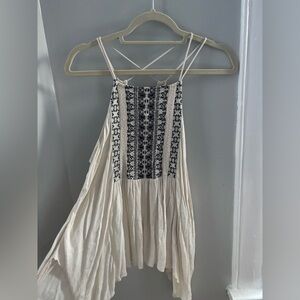 Abercrombie and Fitch White and Black Embroidered Top